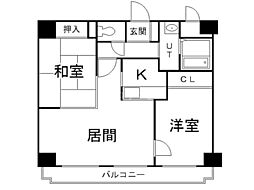 ロイトン山鼻 2LDKの間取図画像