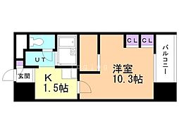 D'sVARIE札幌レジデンス 1Kの間取図画像