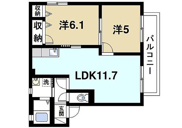 サニーサイドC ｜奈良県磯城郡田原本町大字千代(賃貸アパート2LDK・2階・50.07㎡)の写真 その2