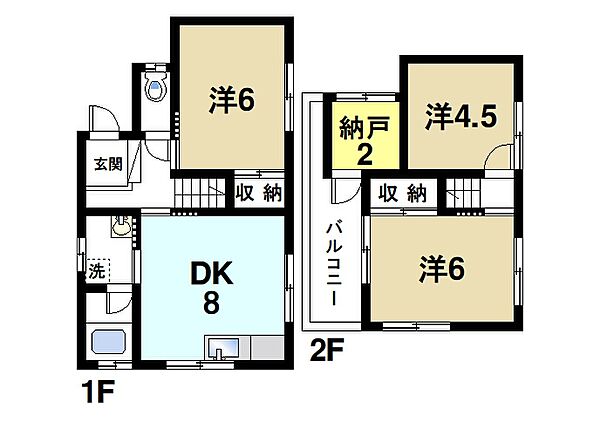 奈良県生駒市西松ケ丘(賃貸一戸建3DK・1階・56.69㎡)の写真 その2