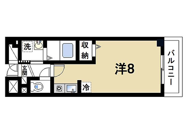 ブランドール佐保川 ｜奈良県奈良市大宮町7丁目(賃貸マンション1R・3階・25.22㎡)の写真 その2