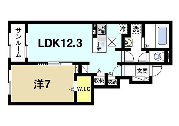 フェリーチェ ｜京都府木津川市木津町瓦谷(賃貸アパート1LDK・1階・50.42㎡)の写真 その2