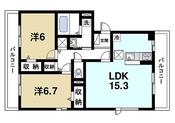 ガーデンヒル ｜京都府木津川市州見台8丁目(賃貸アパート2LDK・1階・67.53㎡)の写真 その2