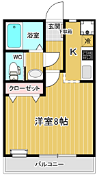 ナルシマハイツA 1Kの間取図画像