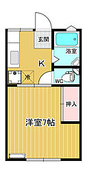 若葉ハイツ 1Kの間取図画像