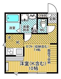 PRIMAホワイトレーベル 1階ワンルームの間取り