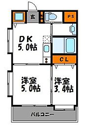 ネストピア平尾駅前 10階2DKの間取り