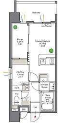 リアンシエルブルー白金 2DKの間取図画像