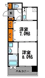 エンクレスト薬院2 2Kの間取図画像