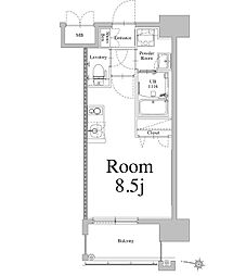 エンクレスト天神LIFE ワンルームの間取図画像