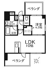 モダンパラッツォ天神南リーフ 1LDKの間取図画像