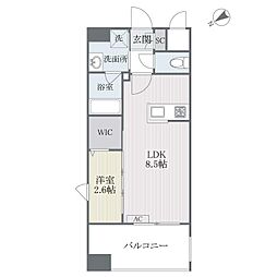ツインズ大橋B館 1LDKの間取図画像