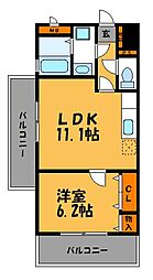 フォルスト平尾 1LDKの間取図画像