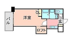 アクタス大手門2 1Kの間取図画像