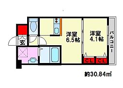エンクレスト大橋 2Kの間取図画像