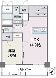 アビターレ薬院南 1LDKの間取図画像