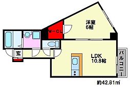 FLAPONE高宮 1LDKの間取図画像