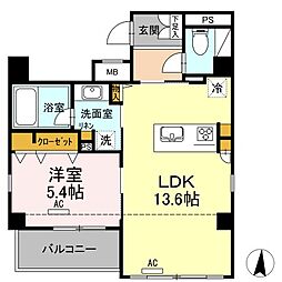 フィオーレ大濠公園 1LDKの間取図画像
