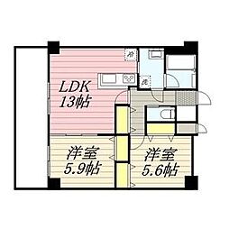 BPRレジデンス高宮 2LDKの間取図画像