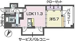グルービー渡辺通 1LDKの間取図画像