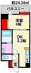 アソシアグロッツォ平尾 1DKの間取図画像