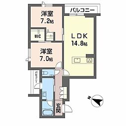 シャーメゾン鳥飼 2LDKの間取図画像