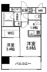 エンクレスト薬院NOBLE 2Kの間取図画像