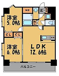 クリエート白金 2LDKの間取図画像