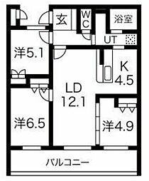アクレール小笹南坂 3LDKの間取図画像