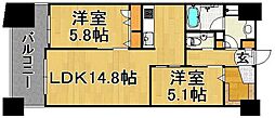 アクロス天神センタープラザ 2LDKの間取図画像