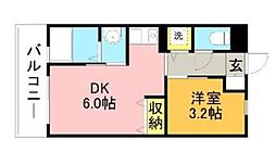 リード桜坂 1DKの間取図画像