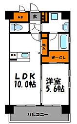 プルメリア高砂 1LDKの間取図画像