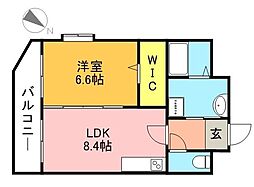 クレストf室見 1LDKの間取図画像