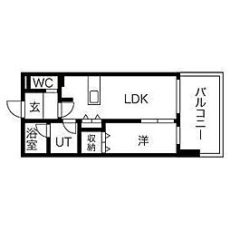 YAKUINSQUARE 1LDKの間取図画像