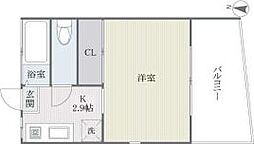 アプリコット渡辺通り ワンルームの間取図画像