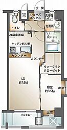 エンクレスト天神3 1LDKの間取図画像