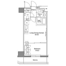 ザ・パークハビオ神楽坂香月 307 3階1LDKの間取り
