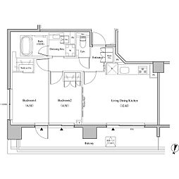 ザ・パークハビオ代々木 903 8階2LDKの間取り