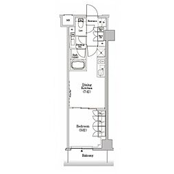 ザ・パークハビオSOHO市谷左内町 1DKの間取図画像