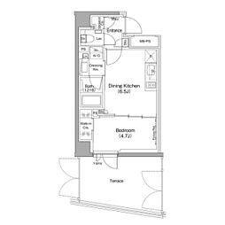 ザ・パークハビオ神楽坂 1DKの間取図画像