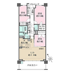 ザ・パークハウス東戸塚レジデンス 3LDKの間取図画像