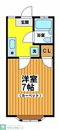 西垣アパート 1階1Kの間取り