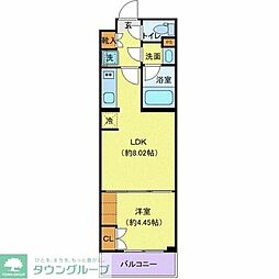 都営大江戸線 西新宿五丁目駅 徒歩10分の賃貸マンション 4階1LDKの間取り