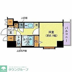トーシンフェニックス初台 7階1Kの間取り