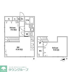 PASEO下北沢代沢II 2階2LDKの間取り