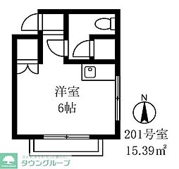 吉田アパート 2階ワンルームの間取り