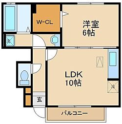 アストルム 1階1LDKの間取り