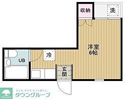 東急田園都市線 池尻大橋駅 徒歩8分の賃貸アパート 1階ワンルームの間取り