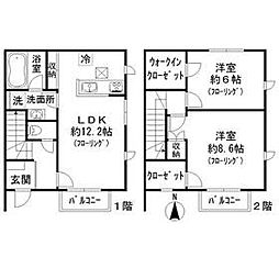 カサセレーナ 1階2LDKの間取り