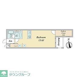 エルスタンザ下北沢 3階ワンルームの間取り